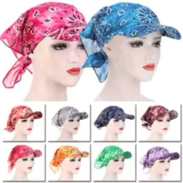 Summer Bandana Scarf Cap Sunscreen Hedging Cap Women Men Printed Baseball Cap Sunshade Hooded Scarf Headpiece Headscarf Hat