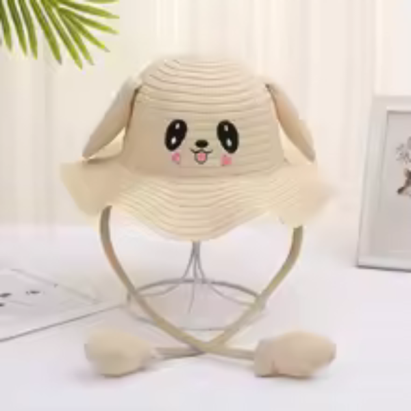 FashionCute Rabbit Ears Cartoon Children’s Straw Hat Beautiful Sweet Sunshade Hat for Play Photography Beach Baby Sun Hat Gift