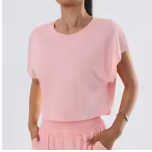 WANAYOU Quick Dry Women Yoga Shirts Loose Fit Sports Crop Tops Short Sleeves Gym Fitness Top Breathable Workout Activewear