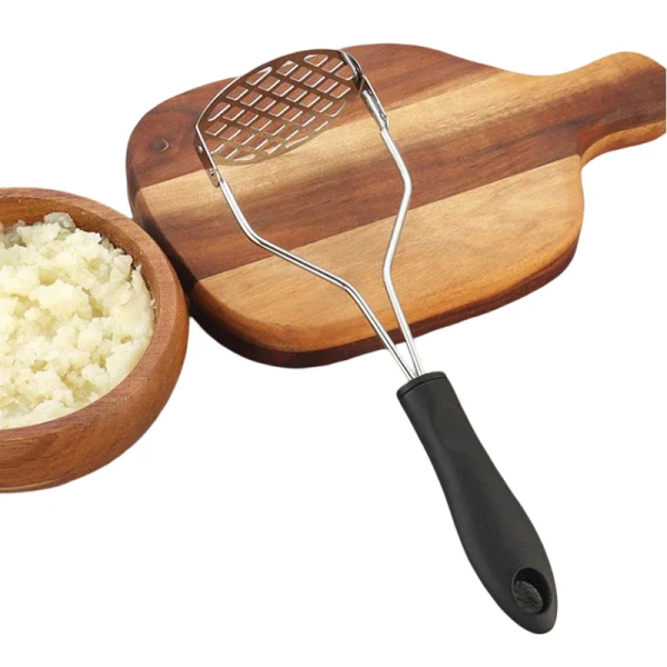 Stainless Steel Potato Masher & Garlic Press 2-in-1 Tool