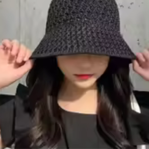 Straw Hat Hand Made Braided Women&#8217;s Big Head Cap Fisherman&#8217;s Hat Protection Sun Hat Foldable Roll Up Cap Bucket Hat Travel