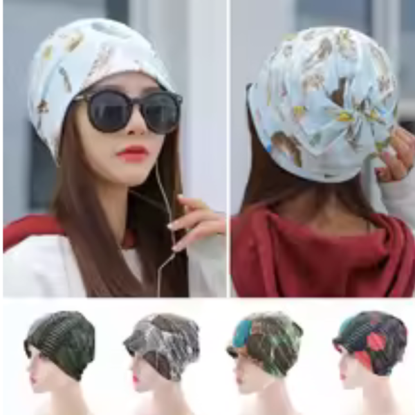 Confinement Cap Outdoor Hat Chemotherapy Cap Turban Hat Pile Cap Spring and Summer Thin Women’s Pullover Cap Breathable