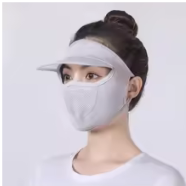 Women Summer Sun Hat with Mesh Breathable Ice Silk Mask Outdoor Worker Anti-UV Full Face Cover Sunscreen Sunshade Cycling Cap