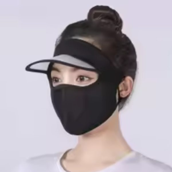 Women Summer Sun Hat with Mesh Breathable Ice Silk Mask Outdoor Worker Anti-UV Full Face Cover Sunscreen Sunshade Cycling Cap