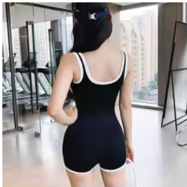 SVEIC Jumpsuit Yoga Set Contrasting Color Sports Fitness Women Ribbed Seamless One Piece Bodysuit Workout Activewear Gym Clothes