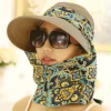 Fashion Women Summer Outdoor Riding Anti-UV Sun Hat Beach Foldable Sunscreen Floral Print Caps Neck Face Wide Brim Hat - Image 4