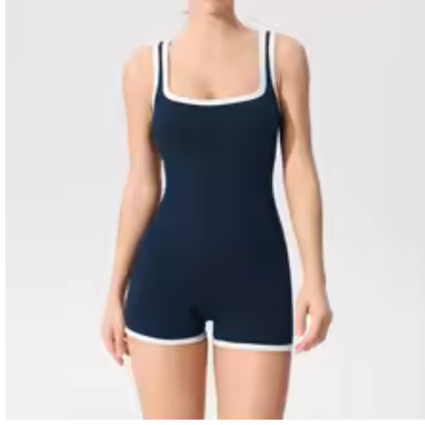 SVEIC Jumpsuit Yoga Set Contrasting Color Sports Fitness Women Ribbed Seamless One Piece Bodysuit Workout Activewear Gym Clothes