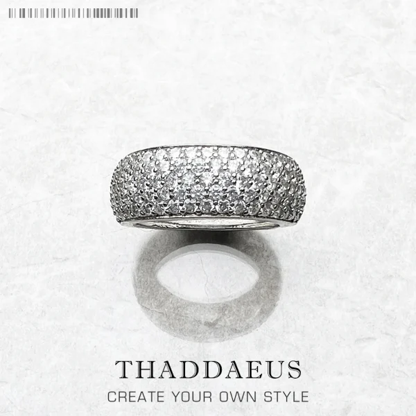 White Pave Band Ring Europe Style For Women