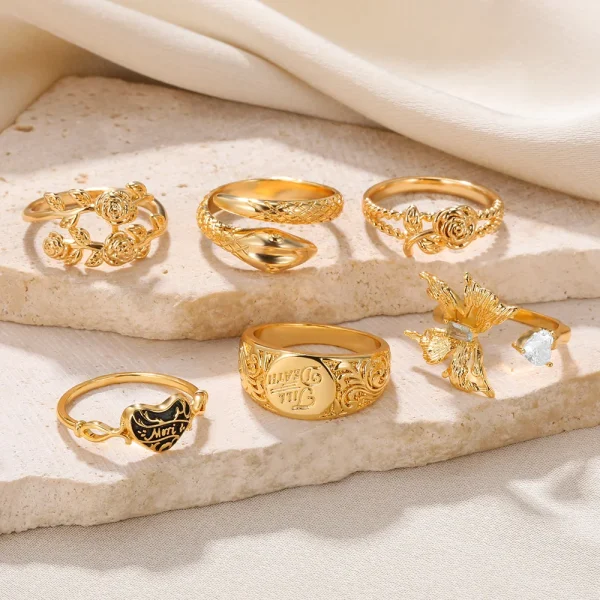 Zircon Butterfly Bague Gold Color Rings For Women