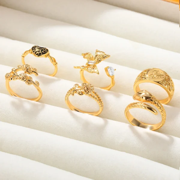 Zircon Butterfly Bague Gold Color Rings For Women