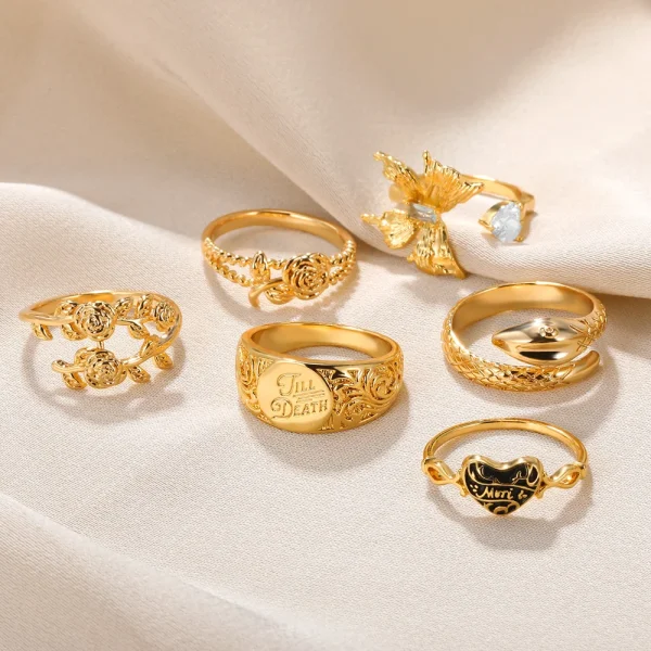 Zircon Butterfly Bague Gold Color Rings For Women