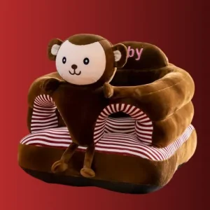 Plush monkey baby chair support seat designed to help infants sit up safely and comfortably in a cozy nursery (3).
