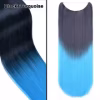 Synthetic Hair Extension Without Clips One piece Women's Long Wavy String Curly Blond Gray Black Ombre Color Hairpieces - Image 5