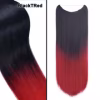 Synthetic Hair Extension Without Clips One piece Women's Long Wavy String Curly Blond Gray Black Ombre Color Hairpieces - Image 6