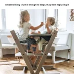 Children adjustable wooden high chair for dining and learning (3).
