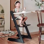 Children adjustable wooden high chair for dining and learning (3).