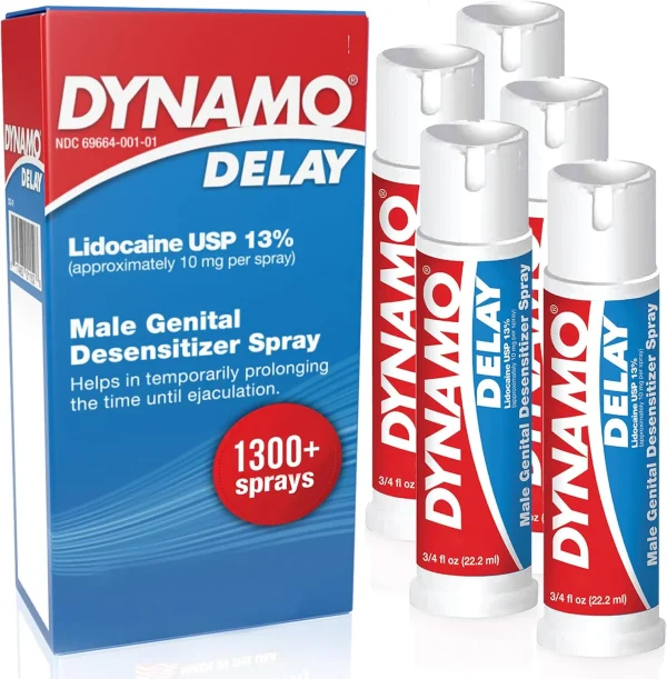 Dynamo Delay Spray 5 Pack – 13% Lidocaine for Lasting Performance