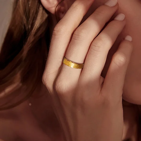 eManco High Quality Simple Scrub Stainless Steel Women ‘s Rings 2/3/5MM Width Gold Color For Girl Jewelry