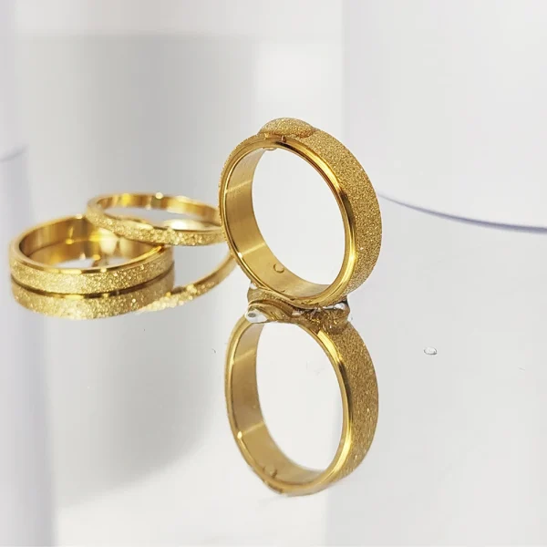 eManco High Quality Simple Scrub Stainless Steel Women ‘s Rings 2/3/5MM Width Gold Color For Girl Jewelry
