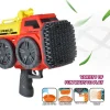 Child playing outside with 2025 electric bubble gun shooting bubbles (3).