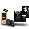 Fineblue F920 wireless Bluetooth headset with retractable earbuds and wire clip, shown in lotus design (3).