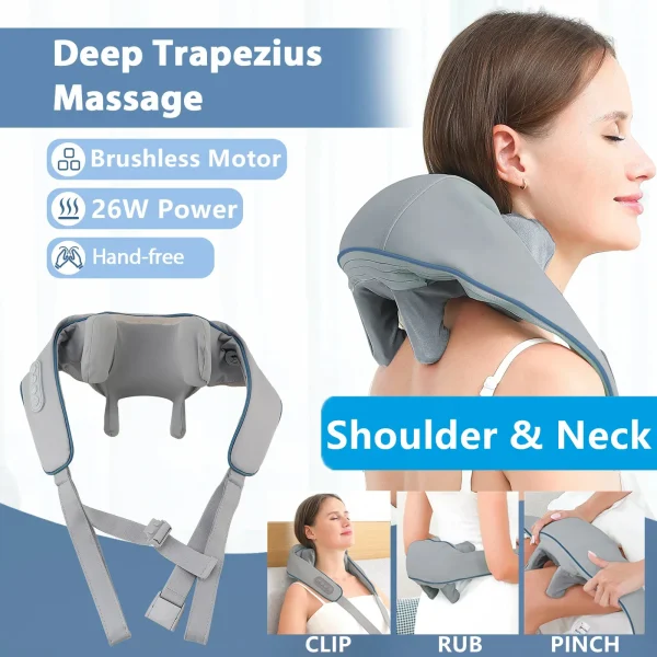 Foreverlily 26W Wireless Neck & Shoulder Massager – Deep Kneading Relief