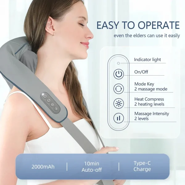 Foreverlily 26W Wireless Neck & Shoulder Massager – Deep Kneading Relief