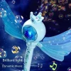 Child playing with a Frozen-themed automatic bubble wand outdoors on a sunny day (1).