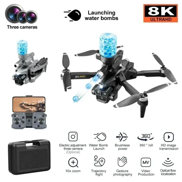 K11 MAX 8K HD Foldable Drone with Triple Camera | Brushless FPV