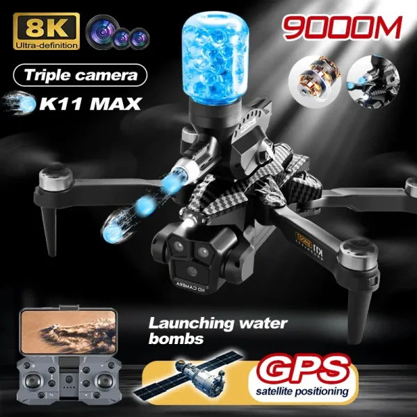 K11 MAX 8K HD Foldable Drone with Triple Camera | Brushless FPV