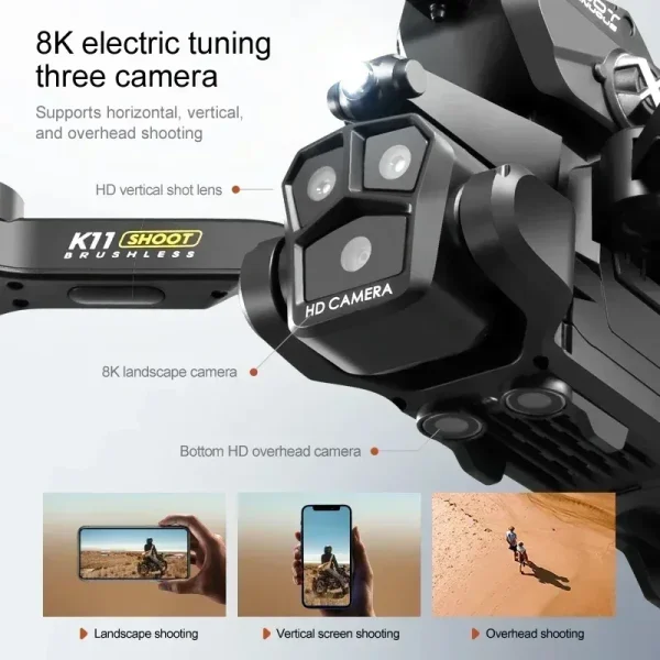 K11 MAX 8K HD Foldable Drone with Triple Camera | Brushless FPV