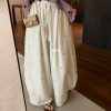 Korean style embroidered wide leg pants for women in summer outdoor setting (3).