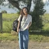 Woman wearing a cute Korean-style spotted dog short-sleeved T-shirt (3).