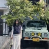 Woman wearing a Korean spring 3-piece floral T-shirt outfit with layered modest design (1)