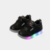 Toddler wearing 2025 LED light-up sneakers shoes glowing lights in motion on both (2).