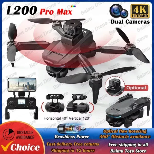 L200 PRO MAX Drone – 4K HD Camera & GPS with 360° Obstacle Avoidance