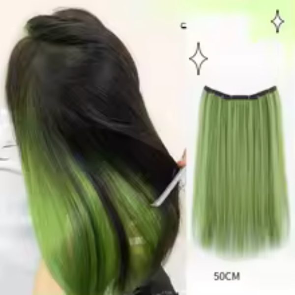 V-shaped one-piece synthetic 4 Clip In Hair Extensions Long Straight Hairstyle Hairpiece Colour 50CM Natural Fake Hair