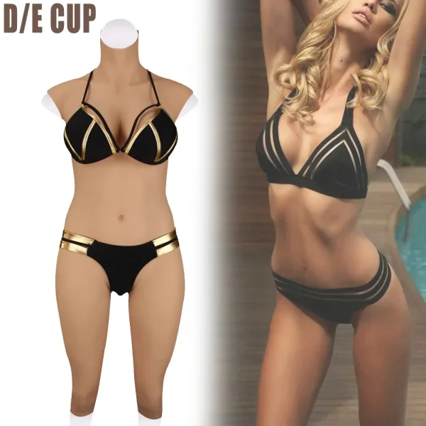 Realistic Silicone Bodysuit with E Cup Breasts for Crossdressers