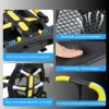 Black foldable rear child bike seat with adjustable backrest mounted on bicycle for safe rides (2).