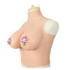 Silicone bodysuit with C to E cup breast forms on a mannequin, front view (3).