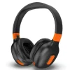 Foldable wireless Bluetooth 5.3 headphones resting on a gym bag (1).