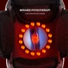Wireless heated knee massager in use, showing adjustable fit and heat settings for pain relief (2).
